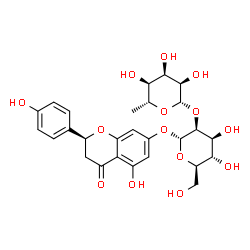 ChemSpider 2D Image | (2S)-5-Hydroxy-2-(4-hydroxyphenyl)-4-oxo-3,4-dihydro-2H-chromen-7-yl 2-O-(6-deoxy-beta-D-allopyranosyl)-alpha-D-mannopyranoside | C27H32O14