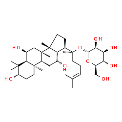 ChemSpider 2D Image | (3beta,5beta,6alpha,12beta,13alpha,17alpha)-3,6,12-Trihydroxydammar-24-en-20-yl alpha-D-mannopyranoside | C36H62O9