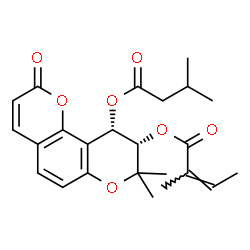 ChemSpider 2D Image | (9S,10S)-8,8-Dimethyl-10-[(3-methylbutanoyl)oxy]-2-oxo-9,10-dihydro-2H,8H-pyrano[2,3-f]chromen-9-yl (2Z)-2-methyl-2-butenoate | C24H28O7