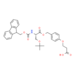 ChemSpider 2D Image | 3-{4-[({N-[(9H-Fluoren-9-ylmethoxy)carbonyl]-O-(2-methyl-2-propanyl)-L-seryl}oxy)methyl]phenoxy}propanoic acid | C32H35NO8