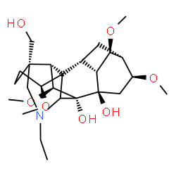 ChemSpider 2D Image | (1beta,4beta,6beta,7beta,14beta,16beta,17xi)-20-Ethyl-4-(hydroxymethyl)-1,6,14,16-tetramethoxyaconitane-7,8-diol | C25H41NO7