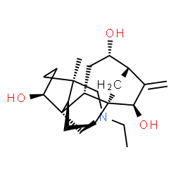 ChemSpider 2D Image | (1R,2R,4S,5S,7R,8R,9R,13R,16S,17R)-11-Ethyl-13-methyl-6-methylene-11-azahexacyclo[7.7.2.1~5,8~.0~1,10~.0~2,8~.0~13,17~]nonadecane-4,7,16-triol | C22H33NO3