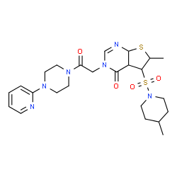 ChemSpider 2D Image | 6-Methyl-5-[(4-methyl-1-piperidinyl)sulfonyl]-3-{2-oxo-2-[4-(2-pyridinyl)-1-piperazinyl]ethyl}-4a,5,6,7a-tetrahydrothieno[2,3-d]pyrimidin-4(3H)-one | C24H34N6O4S2