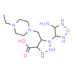 ChemSpider 2D Image | 1-(4-Amino-1,2,5-oxadiazolidin-3-yl)-5-[(4-ethyl-1-piperazinyl)methyl]-1,2,3-triazolidine-4-carboxylic acid | C12H26N8O3
