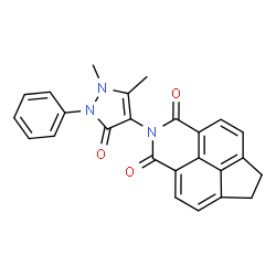 ChemSpider 2D Image | 2-(1,5-Dimethyl-3-oxo-2-phenyl-2,3-dihydro-1H-pyrazol-4-yl)-6,7-dihydro-1H-indeno[6,7,1-def]isoquinoline-1,3(2H)-dione | C25H19N3O3