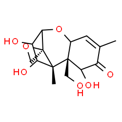 ChemSpider 2D Image | (5alpha,11xi)-3,4,7,15-Tetrahydroxy-12,13-epoxytrichothec-9-en-8-one | C15H20O7