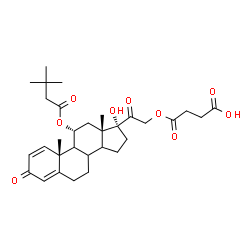 ChemSpider 2D Image | 4-({(8xi,9xi,11alpha,14xi)-11-[(3,3-Dimethylbutanoyl)oxy]-17-hydroxy-3,20-dioxopregna-1,4-dien-21-yl}oxy)-4-oxobutanoic acid | C31H42O9