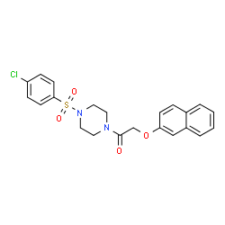 ChemSpider 2D Image | 1-{4-[(4-Chlorophenyl)sulfonyl]-1-piperazinyl}-2-(2-naphthyloxy)ethanone | C22H21ClN2O4S