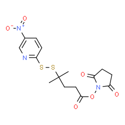 ChemSpider 2D Image | 1-({4-Methyl-4-[(5-nitro-2-pyridinyl)disulfanyl]pentanoyl}oxy)-2,5-pyrrolidinedione | C15H17N3O6S2