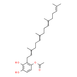 ChemSpider 2D Image | 3,4-Dihydroxy-2-(3,7,11,15-tetramethyl-2,6,10,14-hexadecatetraen-1-yl)phenyl acetate | C28H40O4