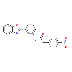 ChemSpider 2D Image | N-[3-(1,3-Benzoxazol-2-yl)phenyl]-2-(4-nitrophenyl)acetamide | C21H15N3O4