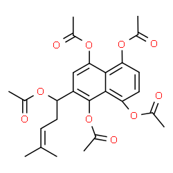 ChemSpider 2D Image | 2-(1-(Acetyloxy)-4-methyl-3-pentenyl)-1,4,5,8-naphthalenetetrol tetraacetate | C26H28O10