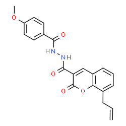 ChemSpider 2D Image | 8-Allyl-N'-(4-methoxybenzoyl)-2-oxo-2H-chromene-3-carbohydrazide | C21H18N2O5