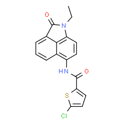 ChemSpider 2D Image | 5-Chloro-N-(1-ethyl-2-oxo-1,2-dihydrobenzo[cd]indol-6-yl)-2-thiophenecarboxamide | C18H13ClN2O2S