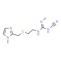 ChemSpider 2D Image | 1-Cyano-2-methyl-3-(2-{[(1-methyl-1H-imidazol-2-yl)methyl]sulfanyl}ethyl)guanidine | C10H16N6S