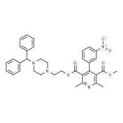 ChemSpider 2D Image | 2-[4-(Diphenylmethyl)-1-piperazinyl]ethyl methyl 2,6-dimethyl-4-(3-nitrophenyl)-3,5-pyridinedicarboxylate | C35H36N4O6