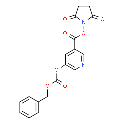 ChemSpider 2D Image | Benzyl 5-{[(2,5-dioxo-1-pyrrolidinyl)oxy]carbonyl}-3-pyridinyl carbonate | C18H14N2O7