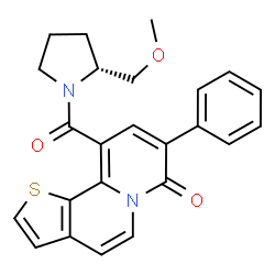 ChemSpider 2D Image | 10-{[(2R)-2-(Methoxymethyl)-1-pyrrolidinyl]carbonyl}-8-phenyl-7H-thieno[2,3-a]quinolizin-7-one | C24H22N2O3S