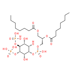 ChemSpider 2D Image | (2S)-3-[(Hydroxy{[(1S,2S,3R,4S,5S,6S)-2,3,6-trihydroxy-4,5-bis(phosphonooxy)cyclohexyl]oxy}phosphoryl)oxy]-1,2-propanediyl dioctanoate | C25H49O19P3