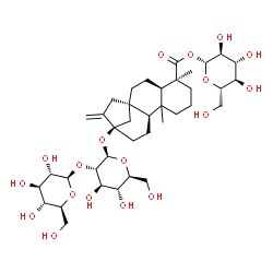 ChemSpider 2D Image | 1-O-[(10xi)-13-{[2-O-(beta-L-Glucopyranosyl)-beta-L-glucopyranosyl]oxy}-19-oxokaur-16-en-19-yl]-beta-L-glucopyranose | C38H60O18