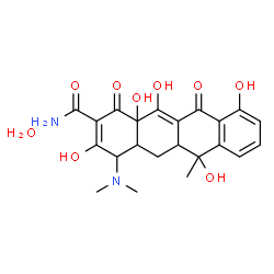 ChemSpider 2D Image | 4-(Dimethylamino)-3,6,10,12,12a-pentahydroxy-6-methyl-1,11-dioxo-1,4,4a,5,5a,6,11,12a-octahydro-2-tetracenecarboxamide hydrate (1:1) | C22H26N2O9