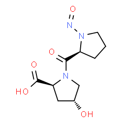 ChemSpider 2D Image | 1-Nitroso-L-prolyl-(4R)-4-hydroxy-L-proline | C10H15N3O5