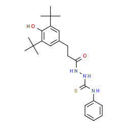 ChemSpider 2D Image | 2-[3-(3,5-di-tert-butyl-4-hydroxyphenyl)propanoyl]-N-phenylhydrazinecarbothioamide | C24H33N3O2S