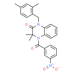ChemSpider 2D Image | 1-(2,4-Dimethylbenzyl)-3,3-dimethyl-4-(3-nitrobenzoyl)-3,4-dihydro-2(1H)-quinoxalinone | C26H25N3O4