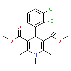 ChemSpider 2D Image | Dimethyl 4-(2,3-dichlorophenyl)-1,2,6-trimethyl-1,4-dihydro-3,5-pyridinedicarboxylate | C18H19Cl2NO4
