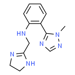 ChemSpider 2D Image | N-(4,5-Dihydro-1H-imidazol-2-ylmethyl)-2-(1-methyl-1H-1,2,4-triazol-5-yl)aniline | C13H16N6