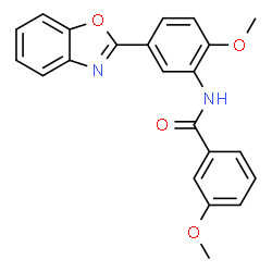 ChemSpider 2D Image | N-[5-(1,3-Benzoxazol-2-yl)-2-methoxyphenyl]-3-methoxybenzamide | C22H18N2O4