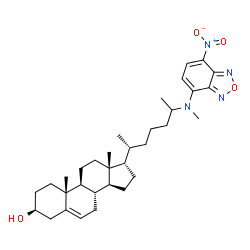 ChemSpider 2D Image | (3S,8S,9S,10R,13R,14S,17S)-10,13-Dimethyl-17-{(2R)-6-[methyl(7-nitro-2,1,3-benzoxadiazol-4-yl)amino]-2-heptanyl}-2,3,4,7,8,9,10,11,12,13,14,15,16,17-tetradecahydro-1H-cyclopenta[a]phenanthren-3-ol (no
n-preferred name) | C33H48N4O4
