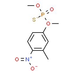 ChemSpider 2D Image | 4-[[methoxy(sulfido)phosphoryl]-methyl-$l^{3}-oxidanyl]-2-methyl-1-nitro-benzene | C9H12NO5PS