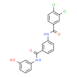 ChemSpider 2D Image | 3,4-Dichloro-N-{3-[(3-hydroxyphenyl)carbamoyl]phenyl}benzamide | C20H14Cl2N2O3