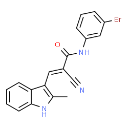 ChemSpider 2D Image | (2E)-N-(3-Bromophenyl)-2-cyano-3-(2-methyl-1H-indol-3-yl)acrylamide | C19H14BrN3O