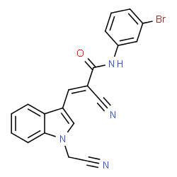 ChemSpider 2D Image | (2E)-N-(3-Bromophenyl)-2-cyano-3-[1-(cyanomethyl)-1H-indol-3-yl]acrylamide | C20H13BrN4O