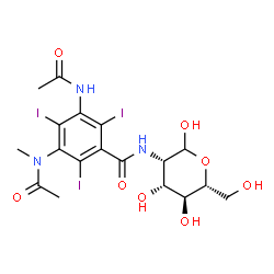 ChemSpider 2D Image | 2-({3-Acetamido-5-[acetyl(methyl)amino]-2,4,6-triiodobenzoyl}amino)-2-deoxy-D-mannopyranose | C18H22I3N3O8