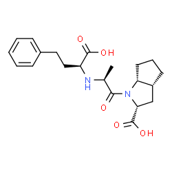ChemSpider 2D Image | (2R,3aR,6aR)-1-[(2S)-2-{[(1S)-1-Carboxy-3-phenylpropyl]amino}propanoyl]octahydrocyclopenta[b]pyrrole-2-carboxylic acid (non-preferred name) | C21H28N2O5