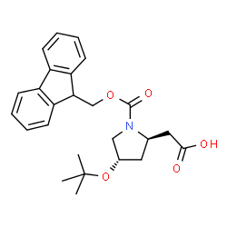 ChemSpider 2D Image | {(2R,4S)-1-[(9H-Fluoren-9-ylmethoxy)carbonyl]-4-[(2-methyl-2-propanyl)oxy]-2-pyrrolidinyl}acetic acid | C25H29NO5