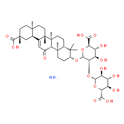ChemSpider 2D Image | (3alpha,5beta,8alpha,9beta,10alpha,14beta,17alpha,18alpha)-29-Hydroxy-11,29-dioxoolean-12-en-3-yl 2-O-beta-L-glucopyranuronosyl-L-glucopyranosiduronic acid ammoniate (1:1) | C42H65NO16