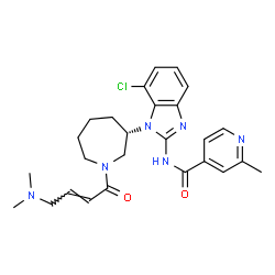 ChemSpider 2D Image | N-(7-Chloro-1-{(3S)-1-[(2E)-4-(dimethylamino)-2-butenoyl]-3-azepanyl}-1H-benzimidazol-2-yl)-2-methylisonicotinamide | C26H31ClN6O2