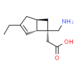 ChemSpider 2D Image | [(1S,5S,6S)-6-(Aminomethyl)-3-ethylbicyclo[3.2.0]hept-3-en-6-yl]acetic acid | C12H19NO2