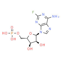 ChemSpider 2D Image | 2-Fluoro-9-(5-O-phosphono-alpha-L-ribofuranosyl)-9H-purin-6-amine | C10H13FN5O7P