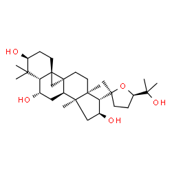 ChemSpider 2D Image | (3beta,5beta,6alpha,8alpha,10alpha,13alpha,16beta,17alpha,24R)-20,24-Epoxy-9,19-cyclolanostane-3,6,16,25-tetrol | C30H50O5