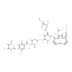ChemSpider 2D Image | S-[(2R,3R,4R,6S)-6-({[(2R,3S,4R,5R,6R)-5-{[(2S,4R,5R)-5-(Ethylamino)-4-methoxytetrahydro-2H-pyran-2-yl]oxy}-4-hydroxy-6-{[(2R,5Z,9R,13E)-9-hydroxy-12-[(methoxycarbonyl)amino]-13-[2-(methyltrisulfanyl)
ethylidene]-11-oxobicyclo[7.3.1]trideca-1(12),5-diene-3,7-diyn-2-yl]oxy}-2-methyltetrahydro-2H-pyran-3-yl]amino}oxy)-4-hydroxy-2-methyltetrahydro-2H-pyran-3-yl] 4-{[(2S,3R,4S,5S,6S)-3,5-dihydroxy-4-me
thoxy-6-methyltetrahydro-2H-pyran-2-yl]oxy}-3-iodo-5,6-dimethoxy-2-methylbenzenecarbothioate (non-preferred name) | C55H74IN3O21S4