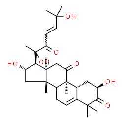 ChemSpider 2D Image | (2R,4R,8xi,9beta,16beta,17alpha,20xi,23E)-2,16,20,25-Tetrahydroxy-9,10,14-trimethyl-4,9-cyclo-9,10-secocholesta-5,23-diene-1,11,22-trione | C30H44O7