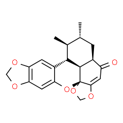 ChemSpider 2D Image | (5aR,7R,8S,8aR,14aR,14bS)-7,8-Dimethyl-5a,6,7,8,8a,14b-hexahydro-5H-benzo[kl]bis[1,3]dioxolo[4,5-b:4',5'-g]xanthen-5-one | C20H20O6