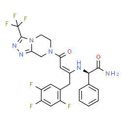 ChemSpider 2D Image | (2R)-2-{[(2Z)-4-Oxo-4-[3-(trifluoromethyl)-5,6-dihydro[1,2,4]triazolo[4,3-a]pyrazin-7(8H)-yl]-1-(2,4,5-trifluorophenyl)-2-buten-2-yl]amino}-2-phenylacetamide | C24H20F6N6O2