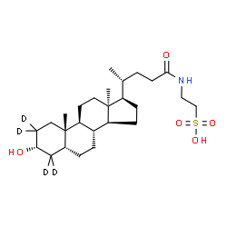 ChemSpider 2D Image | 2-{[(3alpha,5beta,13alpha)-3-Hydroxy-24-oxo(2,2,4,4-~2~H_4_)cholan-24-yl]amino}ethanesulfonic acid | C26H41D4NO5S