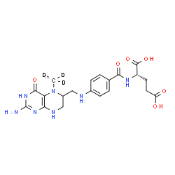 ChemSpider 2D Image | N-[4-({[2-Amino-5-(~13~C,~2~H_3_)methyl-4-oxo-3,4,5,6,7,8-hexahydro-6-pteridinyl]methyl}amino)benzoyl]-L-glutamic acid | C1913CH22D3N7O6